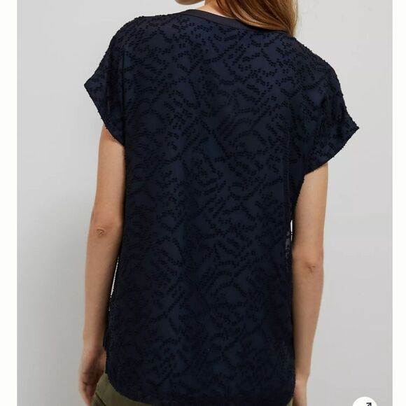 Tiny Anthropologie Niemh Textured Buttondown Blouse/Top Navy Blue Size Small - Picture 2 of 10
